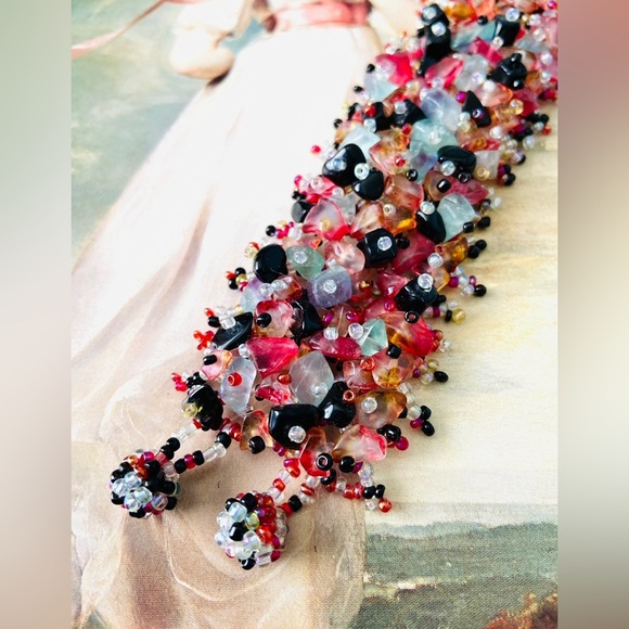 VINTAGE Natural Stones Nuggets Beads Handmade Bracelet Amethyst Aventurine - Picture 4 of 5